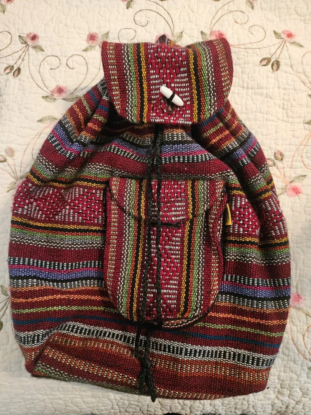 Woven draw string backpack